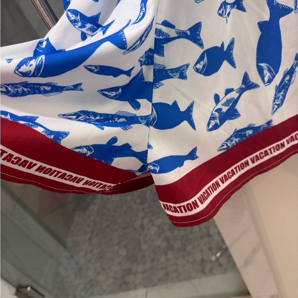 Blue Fish Print Scarf